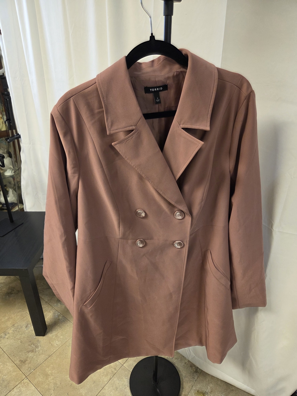 torrid dusty mauve double-breasted blazer